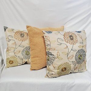 Set of 3 Coordinated Accent Pillows - Yellow Flora